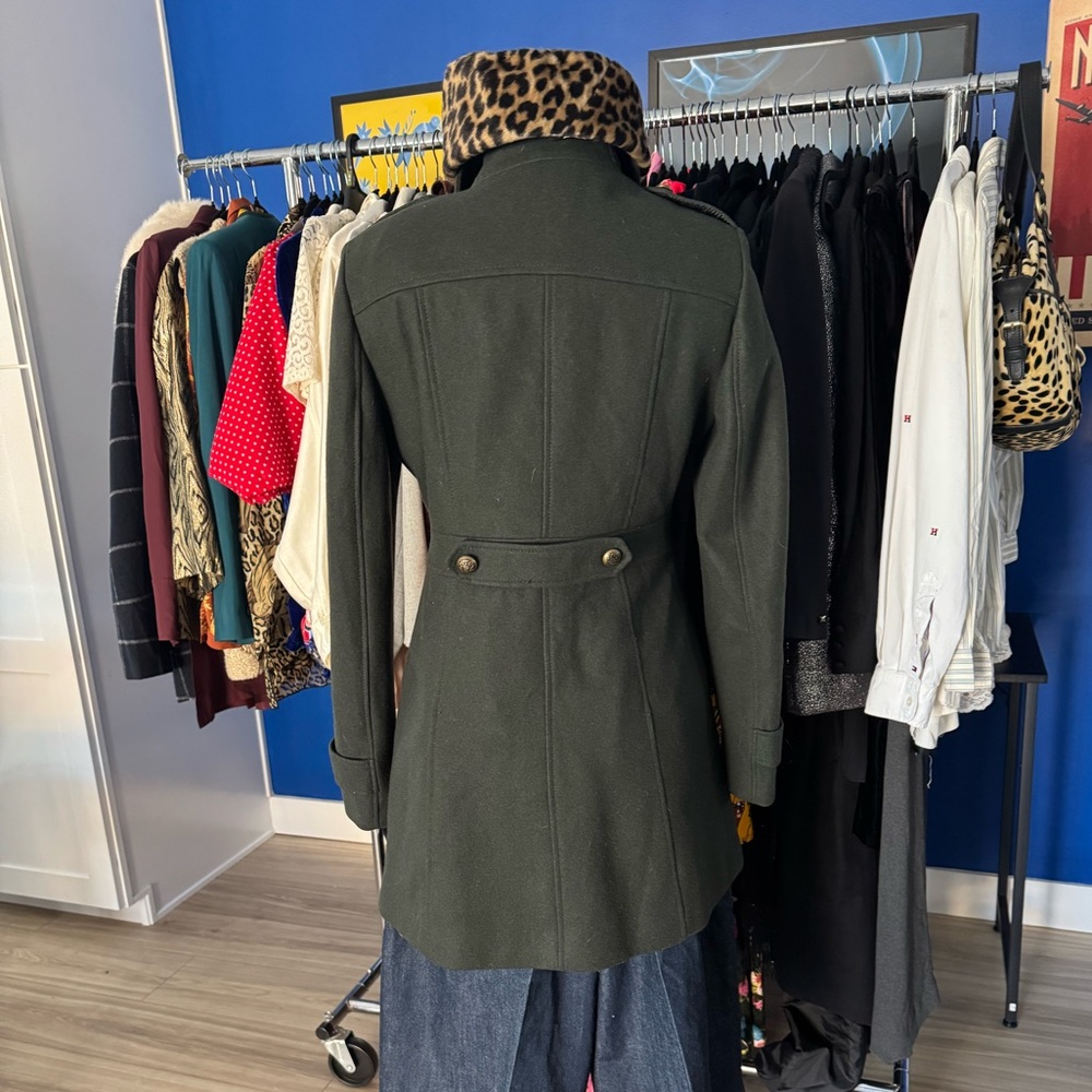 ESPIRIT Double-Breasted Dark Green Military Style Coat - Picture 8 of 10